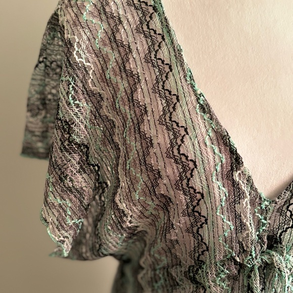 BECCA Black and Green Swim Coverup with Kimono Sleeves Size XS/SP - Picture 3 of 15